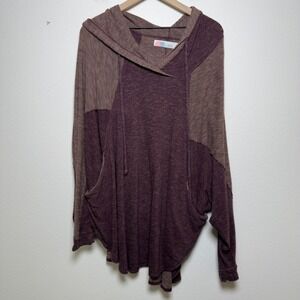 Free People Beach Women Hoodie Women Purple Two Body Colorblock Pullover